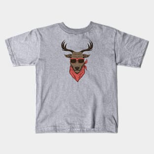 Cool Deer Head with Sunglasses Kids T-Shirt